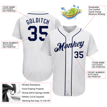 Laden Sie das Bild in den Galerie-Viewer, Custom White Navy Authentic Baseball Jersey