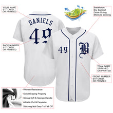 Laden Sie das Bild in den Galerie-Viewer, Custom White Navy Authentic Baseball Jersey