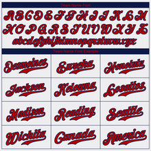 Laden Sie das Bild in den Galerie-Viewer, Custom White Red-Navy Authentic Baseball Jersey