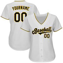 Charger l'image dans la galerie, Custom White Black-Gold Authentic Baseball Jersey