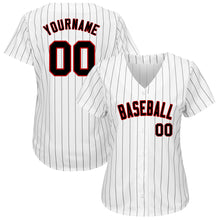 Charger l'image dans la galerie, Custom White Black Pinstripe Black-Red Authentic Baseball Jersey