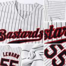 Charger l'image dans la galerie, Custom White Black Pinstripe Black-Red Authentic Baseball Jersey
