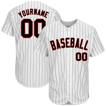 Charger l'image dans la galerie, Custom White Black Pinstripe Black-Red Authentic Baseball Jersey