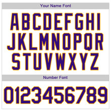 Laden Sie das Bild in den Galerie-Viewer, Custom White Purple Pinstripe Purple-Gold Authentic Baseball Jersey