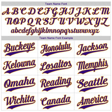 Laden Sie das Bild in den Galerie-Viewer, Custom White Purple Pinstripe Purple-Gold Authentic Baseball Jersey