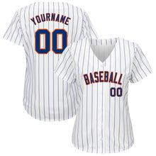 Charger l'image dans la galerie, Custom White Royal Pinstripe Royal-Orange Authentic Baseball Jersey