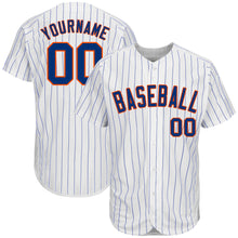 Charger l'image dans la galerie, Custom White Royal Pinstripe Royal-Orange Authentic Baseball Jersey