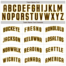 Load image into Gallery viewer, Custom White Brown Pinstripe Brown-Gold Authentic Baseball Jersey