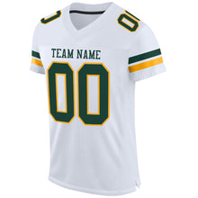Загрузить изображение в средство просмотра галереи, Custom White Green-Gold Mesh Authentic Football Jersey