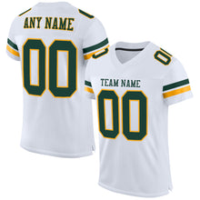 Загрузить изображение в средство просмотра галереи, Custom White Green-Gold Mesh Authentic Football Jersey