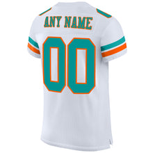 Load image into Gallery viewer, Custom White Aqua-Orange Mesh Authentic Football Jersey