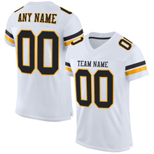 Load image into Gallery viewer, Custom White Black-Gold Mesh Authentic Football Jersey