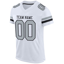 Charger l'image dans la galerie, Custom White Silver-Black Mesh Authentic Football Jersey
