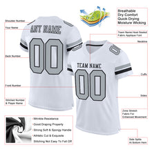 Charger l'image dans la galerie, Custom White Silver-Black Mesh Authentic Football Jersey