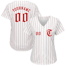 Charger l'image dans la galerie, Custom White Red Pinstripe Red-White Authentic Baseball Jersey