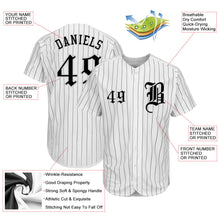 Charger l'image dans la galerie, Custom White Black Pinstripe Black-Gray Authentic Baseball Jersey