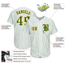 Charger l'image dans la galerie, Custom White Kelly Green Pinstripe Kelly Green-Gold Authentic Baseball Jersey