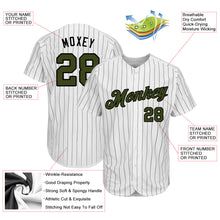 Charger l'image dans la galerie, Custom White Black Pinstripe Olive-Black Authentic Memorial Day Baseball Jersey
