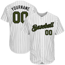 Charger l'image dans la galerie, Custom White Black Pinstripe Olive-Black Authentic Memorial Day Baseball Jersey