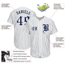 Charger l'image dans la galerie, Custom White Navy Pinstripe Navy-Gray Authentic Baseball Jersey