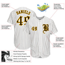 Charger l'image dans la galerie, Custom White Brown Pinstripe Brown-Gold Authentic Baseball Jersey