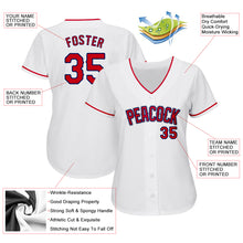 Laden Sie das Bild in den Galerie-Viewer, Custom White Red-Navy Authentic Baseball Jersey