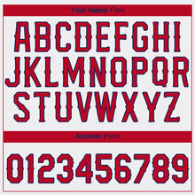 Laden Sie das Bild in den Galerie-Viewer, Custom White Red-Navy Authentic Baseball Jersey