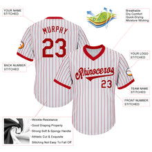 Laden Sie das Bild in den Galerie-Viewer, Custom White Red Pinstripe Red-White Authentic Throwback Rib-Knit Baseball Jersey Shirt