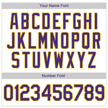 Загрузить изображение в средство просмотра галереи, Custom White Purple Pinstripe Purple-Gold Authentic Throwback Rib-Knit Baseball Jersey Shirt
