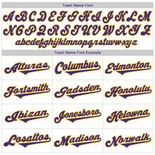 Загрузить изображение в средство просмотра галереи, Custom White Purple Pinstripe Purple-Gold Authentic Throwback Rib-Knit Baseball Jersey Shirt