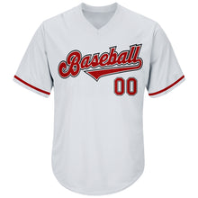 Загрузить изображение в средство просмотра галереи, Custom White Red-Black Authentic Throwback Rib-Knit Baseball Jersey Shirt