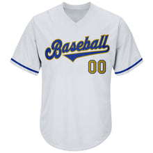 Загрузить изображение в средство просмотра галереи, Custom White Old Gold-Royal Authentic Throwback Rib-Knit Baseball Jersey Shirt