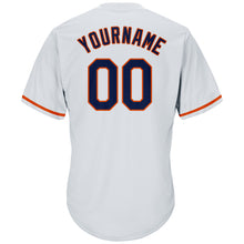 Laden Sie das Bild in den Galerie-Viewer, Custom White Navy-Orange Authentic Throwback Rib-Knit Baseball Jersey Shirt