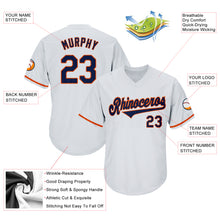 Laden Sie das Bild in den Galerie-Viewer, Custom White Navy-Orange Authentic Throwback Rib-Knit Baseball Jersey Shirt