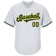 Загрузить изображение в средство просмотра галереи, Custom White Green-Gold Authentic Throwback Rib-Knit Baseball Jersey Shirt
