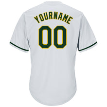 Загрузить изображение в средство просмотра галереи, Custom White Green-Gold Authentic Throwback Rib-Knit Baseball Jersey Shirt