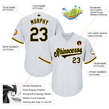 Загрузить изображение в средство просмотра галереи, Custom White Black-Gold Authentic Throwback Rib-Knit Baseball Jersey Shirt