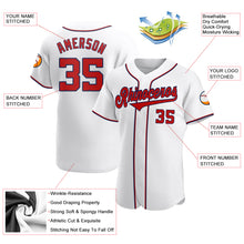 Laden Sie das Bild in den Galerie-Viewer, Custom White Red-Navy Authentic Baseball Jersey