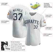 Charger l'image dans la galerie, Custom White Navy Pinstripe Navy Authentic Baseball Jersey
