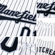 Charger l'image dans la galerie, Custom White Navy Pinstripe Navy Authentic Baseball Jersey