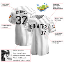 Charger l'image dans la galerie, Custom White Black Pinstripe Black-Gray Authentic Baseball Jersey