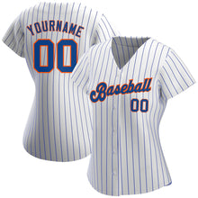 Charger l'image dans la galerie, Custom White Royal Pinstripe Royal-Orange Authentic Baseball Jersey