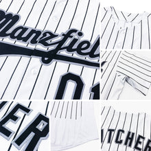 Charger l'image dans la galerie, Custom White Royal Pinstripe Royal-Orange Authentic Baseball Jersey