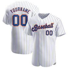 Charger l'image dans la galerie, Custom White Royal Pinstripe Royal-Orange Authentic Baseball Jersey