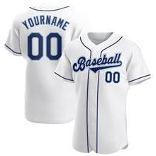 Laden Sie das Bild in den Galerie-Viewer, Custom White Navy-Powder Blue Authentic Baseball Jersey