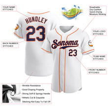 Laden Sie das Bild in den Galerie-Viewer, Custom White Navy-Orange Authentic Baseball Jersey
