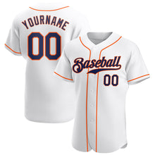 Laden Sie das Bild in den Galerie-Viewer, Custom White Navy-Orange Authentic Baseball Jersey