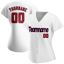Laden Sie das Bild in den Galerie-Viewer, Custom White Red-Navy Authentic Baseball Jersey