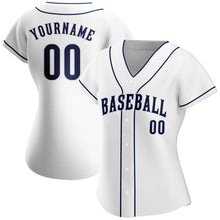 Laden Sie das Bild in den Galerie-Viewer, Custom White Navy-White Authentic Baseball Jersey