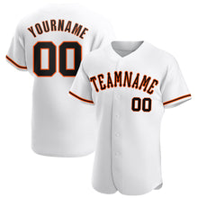 Load image into Gallery viewer, Custom White Black-Orange Authentic Baseball Jersey